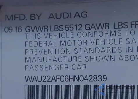 2017 Audi A7 3.0T Premium Plus z USA, uszkodzony, nr VIN WAU22AFC6HN042839